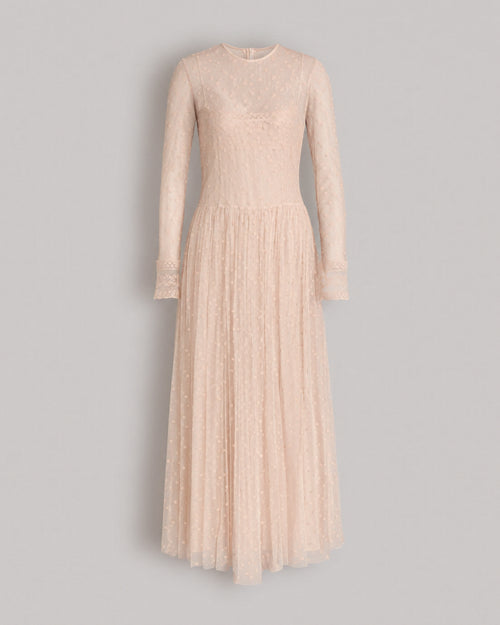 Midi tulle dress with polka dots and sheer details Pink Alberta Ferretti Boutique Online 0