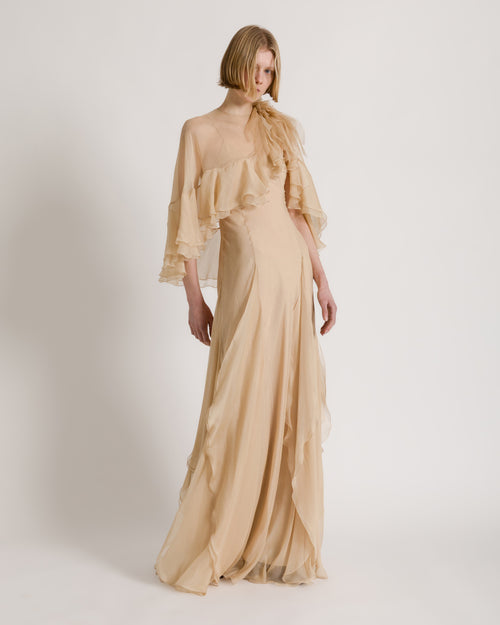 Silk chiffon gown Beige Alberta Ferretti Boutique Online 0