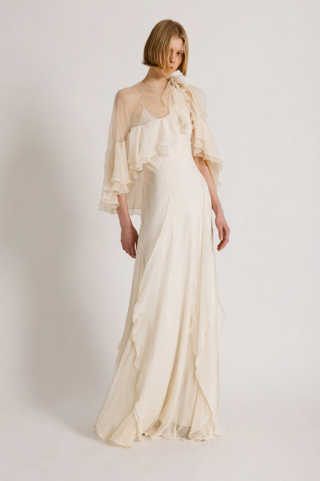 Silk chiffon dream gown Ivory Alberta Ferretti Boutique Online 1