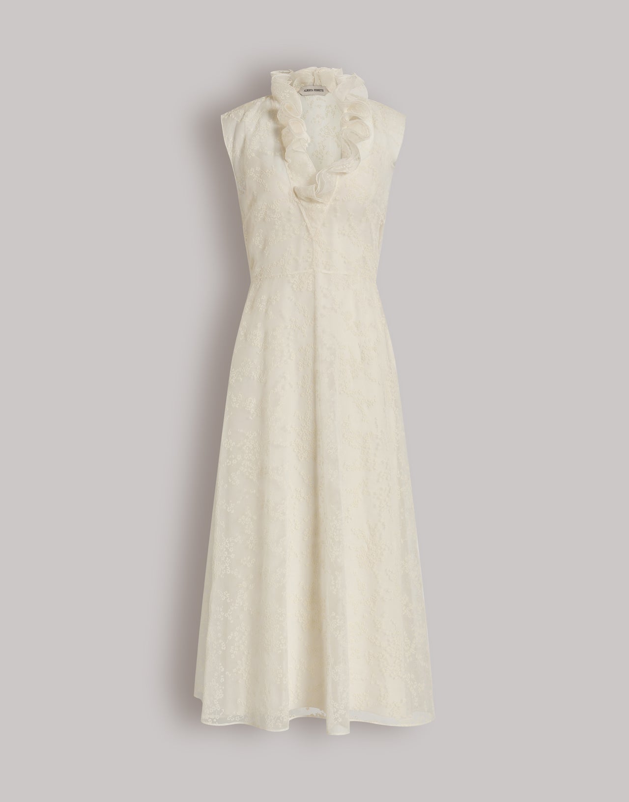 Robe en tulle à micro-fleurs Ivoire Alberta Ferretti Boutique Online 1