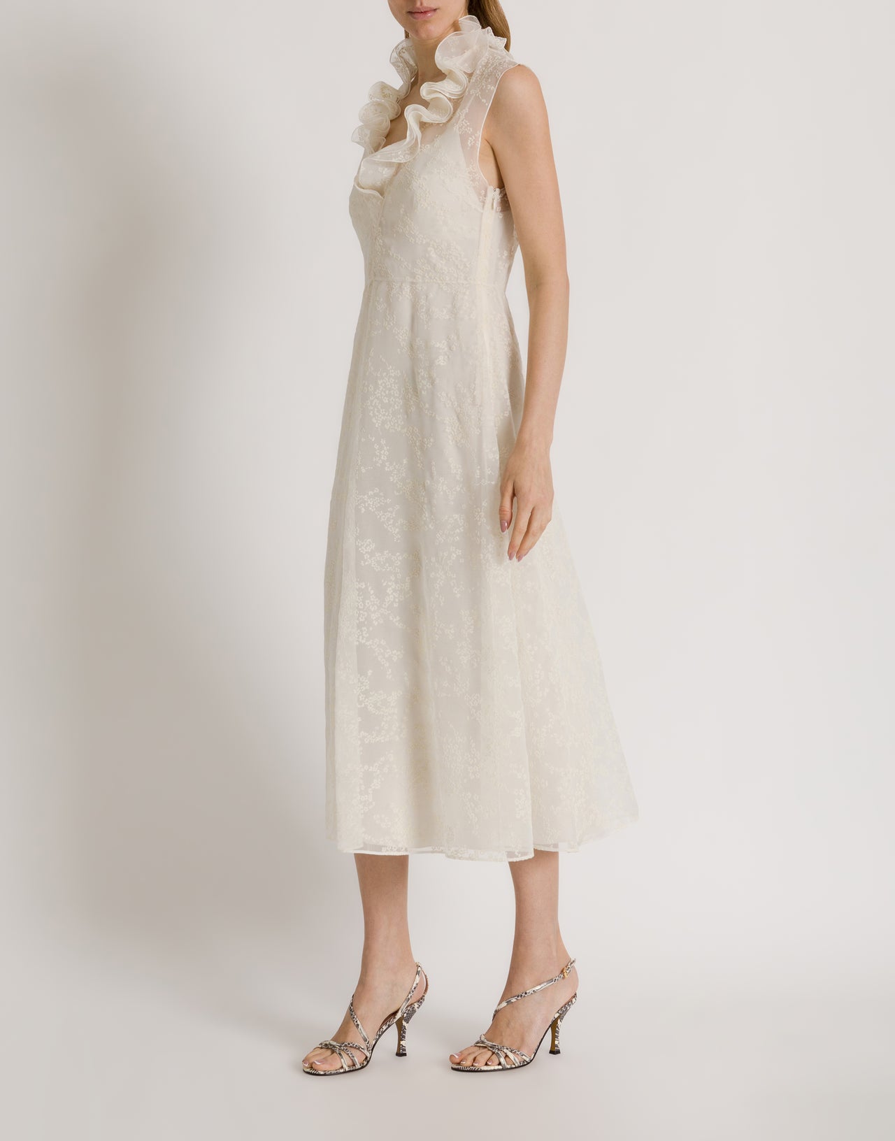 Robe en tulle à micro-fleurs Ivoire Alberta Ferretti Boutique Online 2