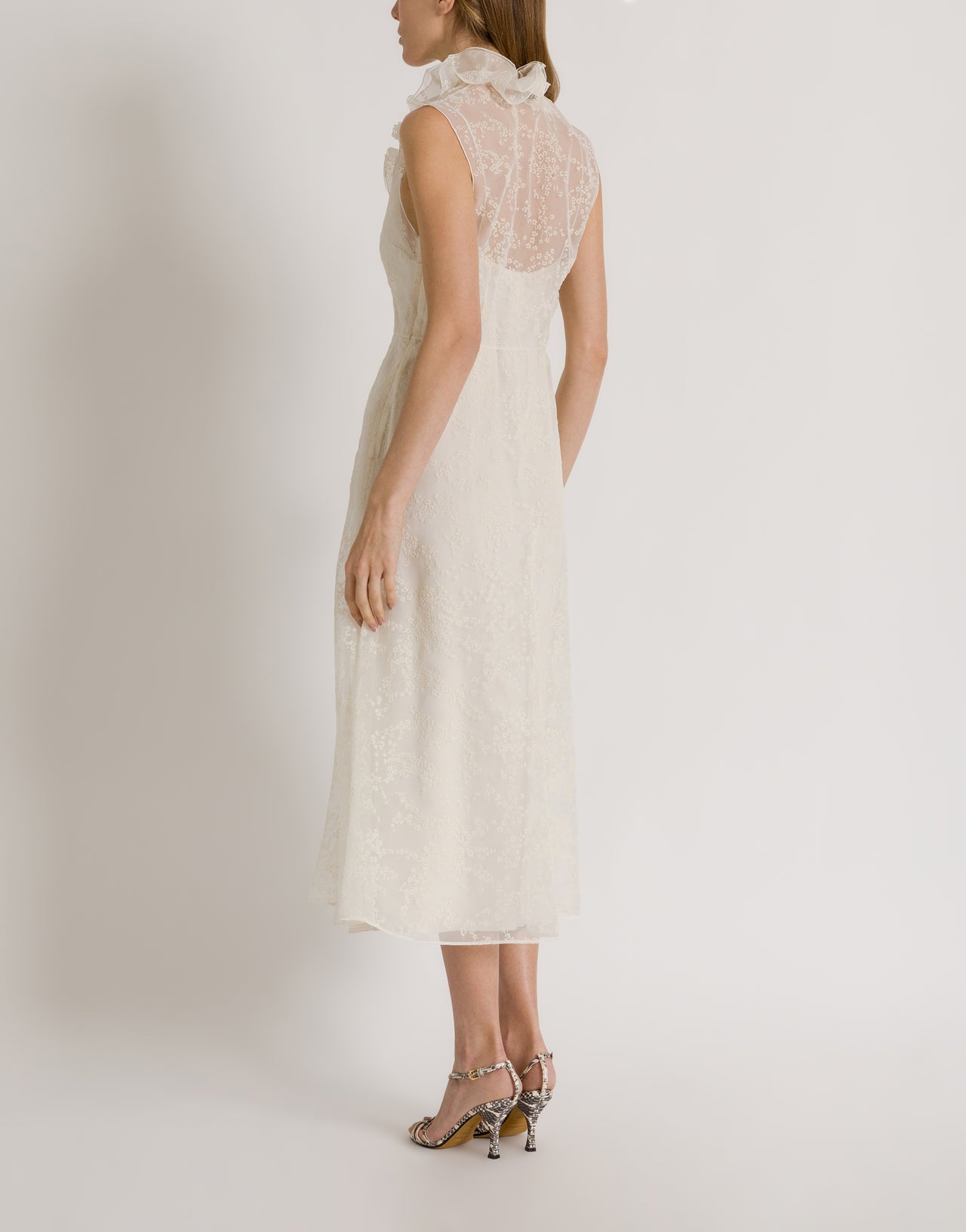 Robe en tulle à micro-fleurs Ivoire Alberta Ferretti Boutique Online 3