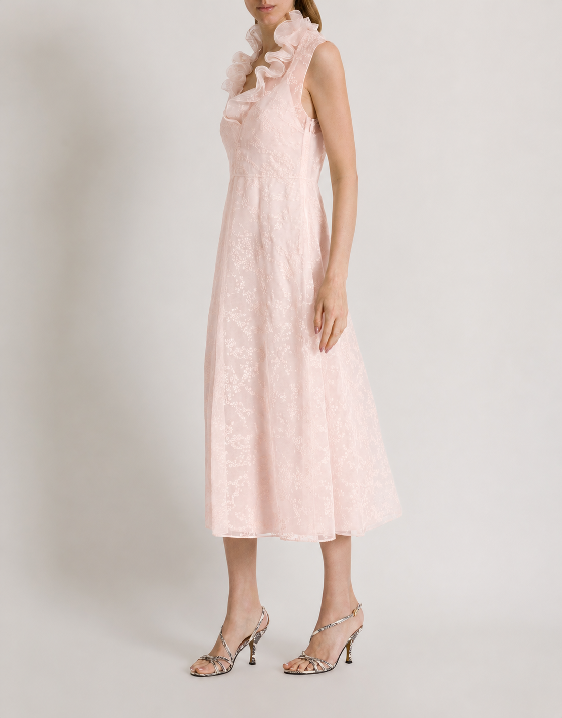 Robe en tulle à micro-fleurs Rose Alberta Ferretti Boutique Online 2