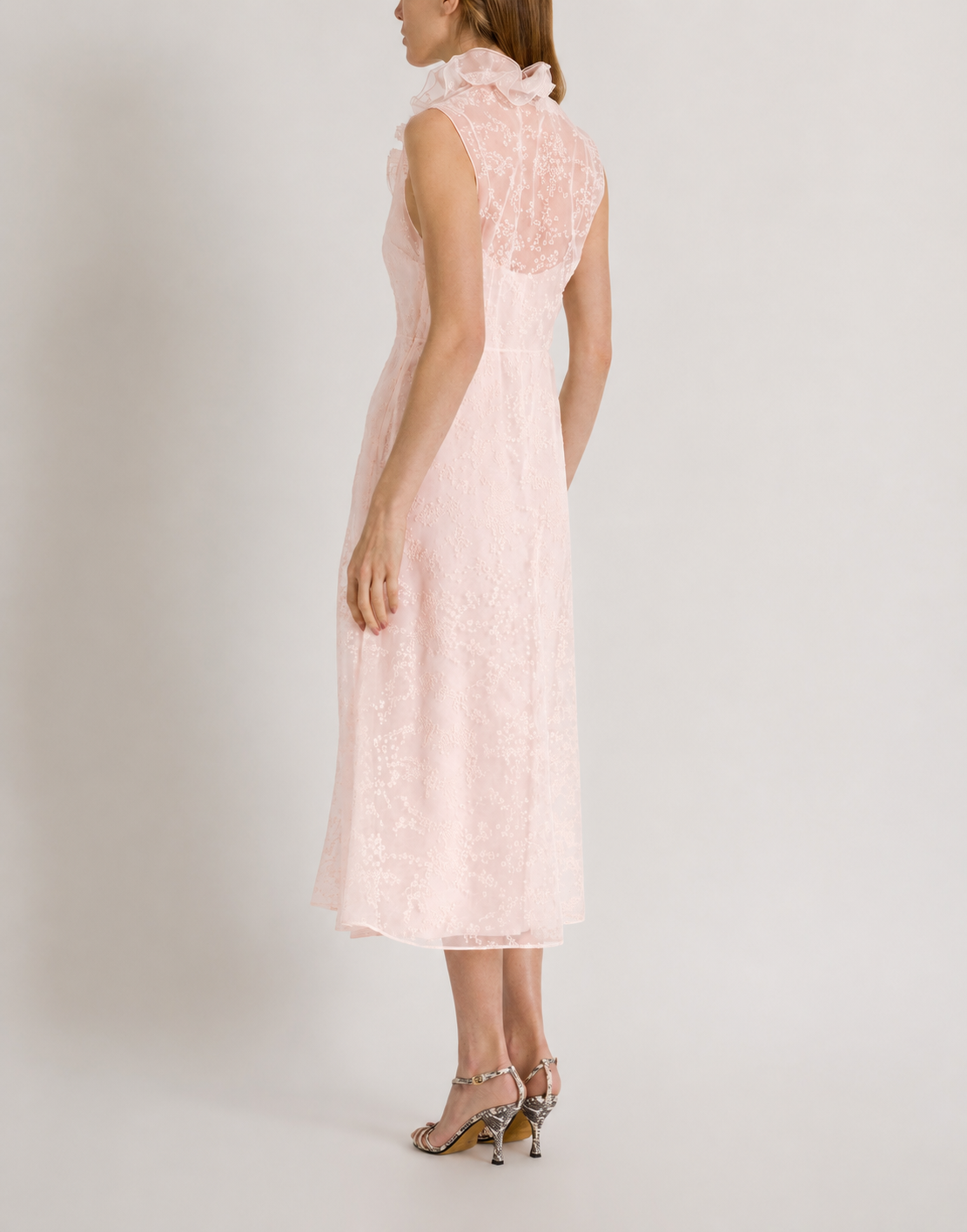 Robe en tulle à micro-fleurs Rose Alberta Ferretti Boutique Online 3