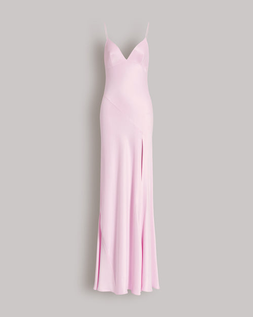 Abito lungo con spacco e spalline sottili 粉红色 Alberta Ferretti Boutique Online 0