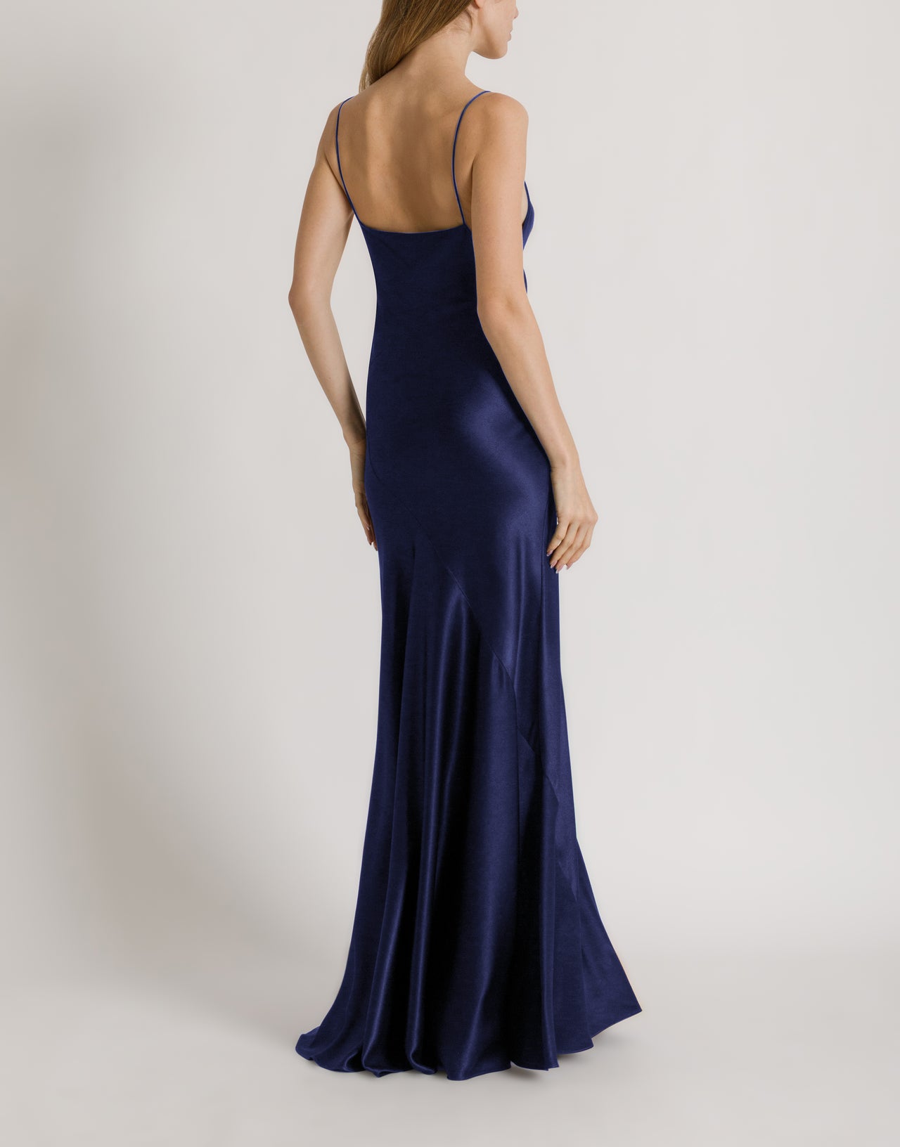 Long slip dress with side slit Blue Alberta Ferretti Boutique Online 3