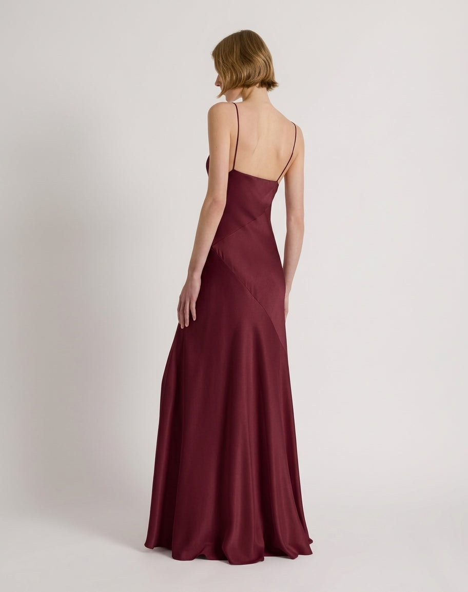 Vestido largo con abertura y tirantes finos Rojo Alberta Ferretti Boutique Online 3