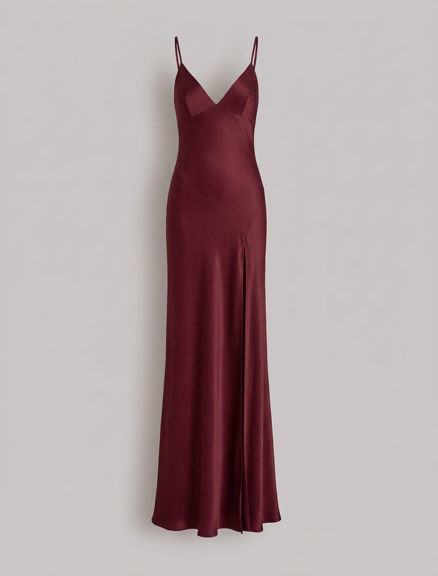 Vestido largo con abertura y tirantes finos Rojo Alberta Ferretti Boutique Online 1