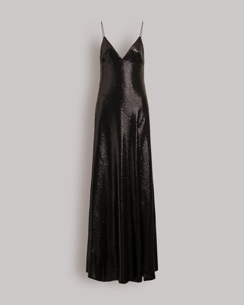 Long sequined dress with side slit