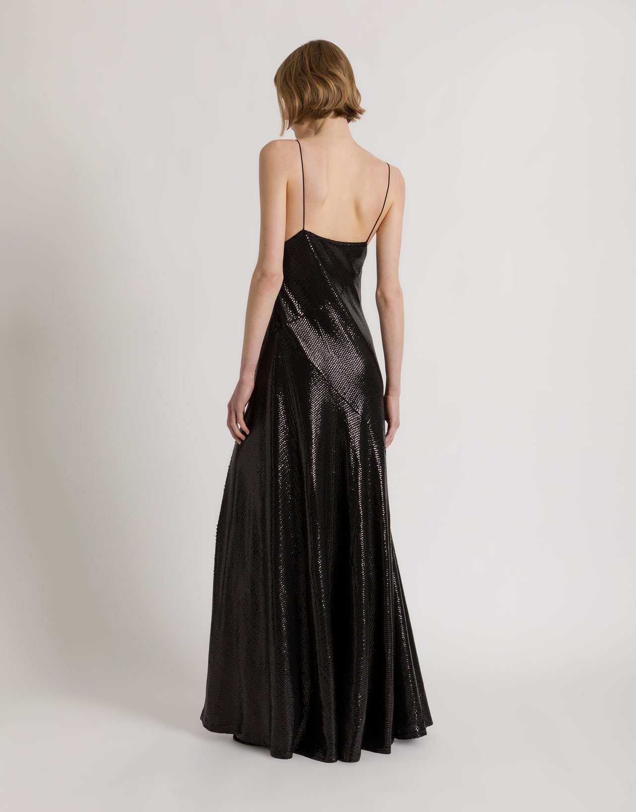Abito lungo con spacco e paillettes Nero Alberta Ferretti Boutique Online 3