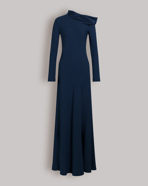 Long off-the-shoulder dress with slit Blue Alberta Ferretti Boutique Online 0
