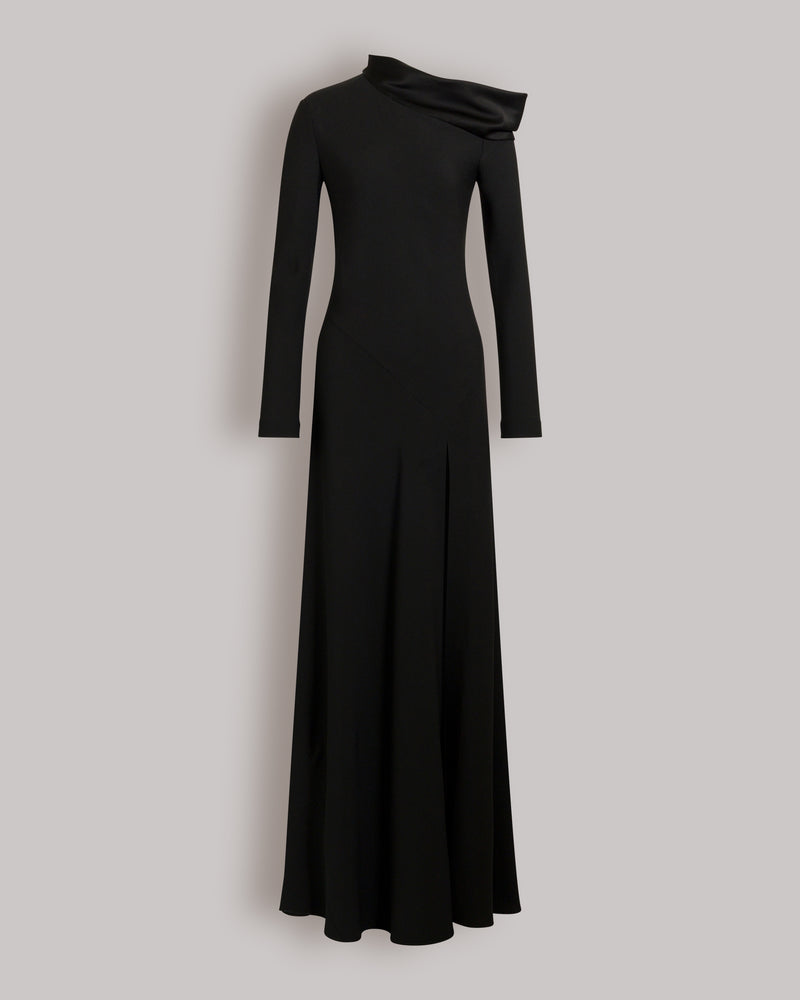Robe longue à épaule dénudée et fente Noir Alberta Ferretti Boutique Online 0