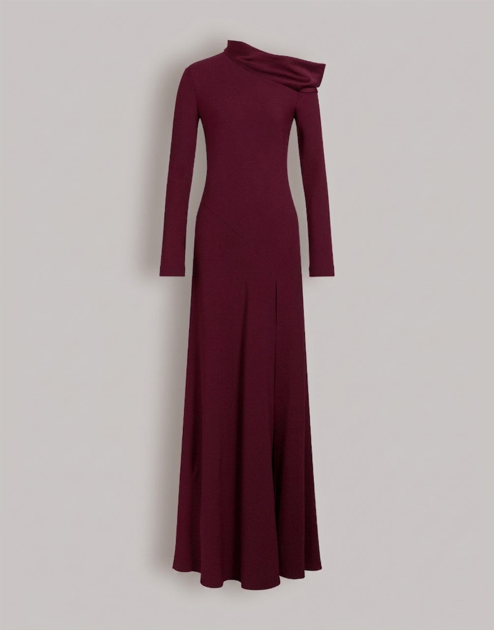 Abito lungo con spalla scoperta e spacco Bordeaux Alberta Ferretti Boutique Online 1