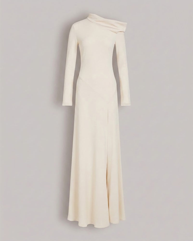 Abito lungo con spalla scoperta e spacco Bianco Alberta Ferretti Boutique Online 0