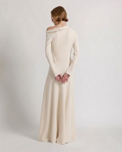 Vestido largo con hombro descubierto y abertura Blanco Alberta Ferretti Boutique Online 1