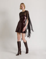 Sequined mini dress with cape