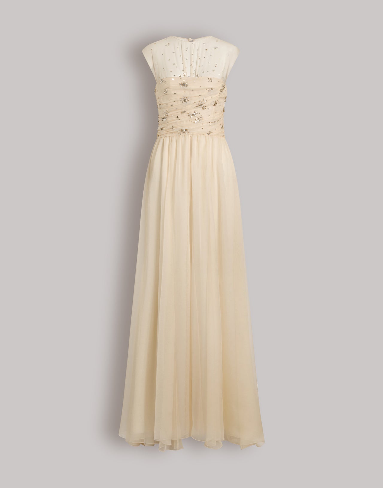 Abito lungo in chiffon di seta con ricami Avorio Alberta Ferretti Boutique Online 1