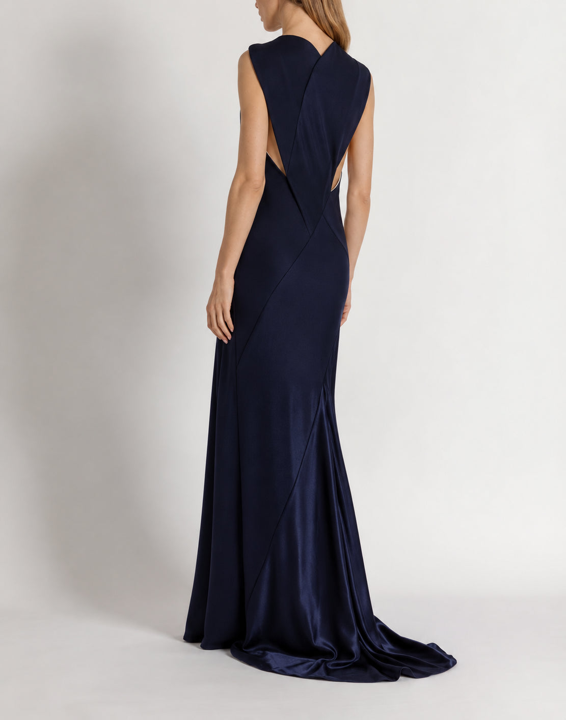 Abito Lungo in Enver Satin con Ricami Blu Alberta Ferretti Boutique Online 3