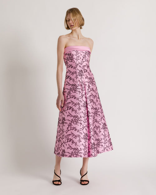 Robe midi bustier en mikado floral Rose Alberta Ferretti Boutique Online 1