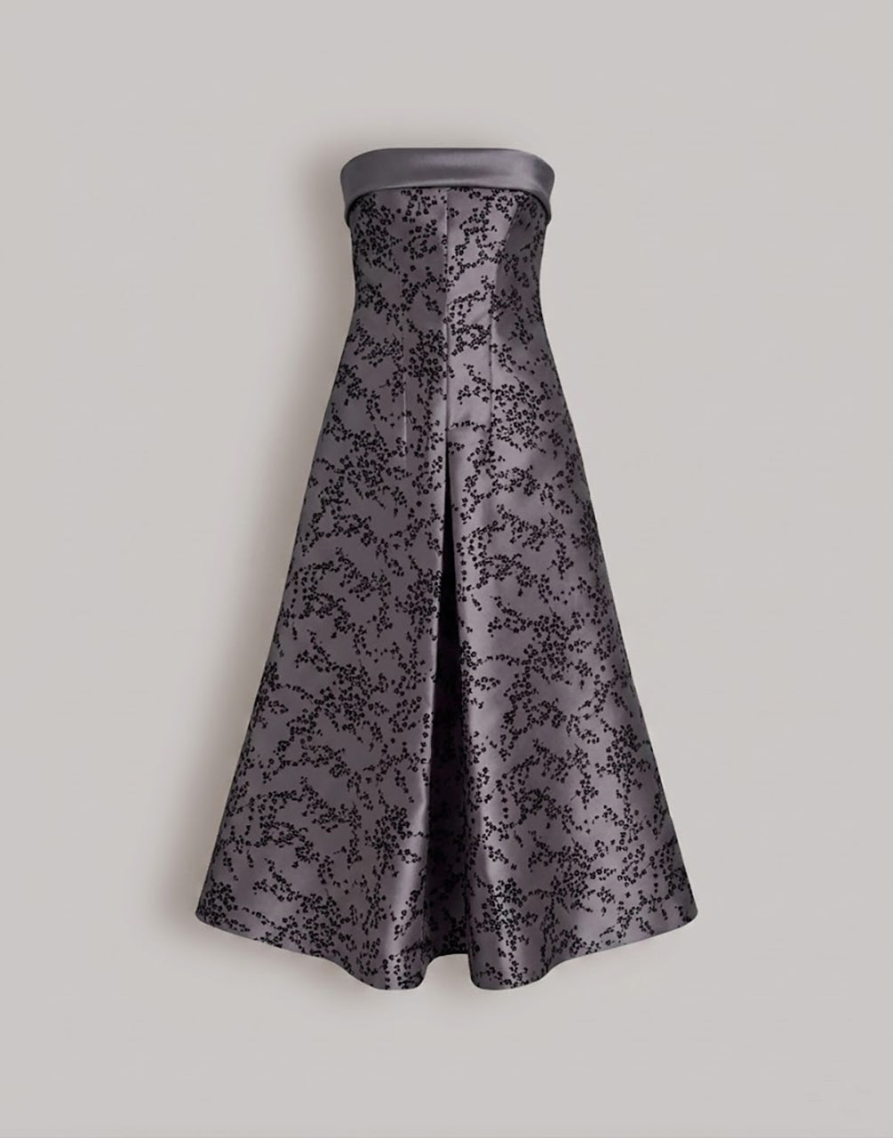 Trägerloses Midikleid aus floralem Mikado Grau Alberta Ferretti Boutique Online 1