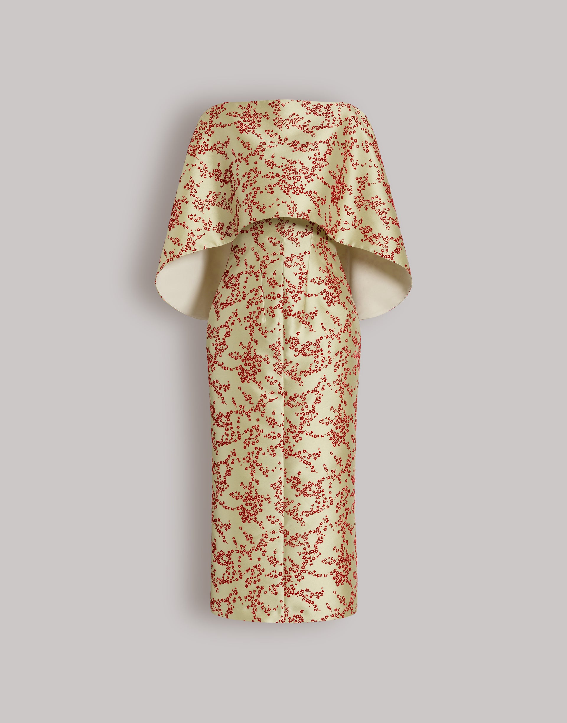 alberta ferretti draped mikado mini dress Floral mikado column dress with removable cape