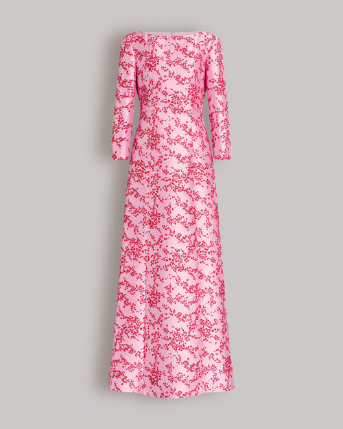 Abito lungo in mikado floreale  Rosa Alberta Ferretti Boutique Online 0