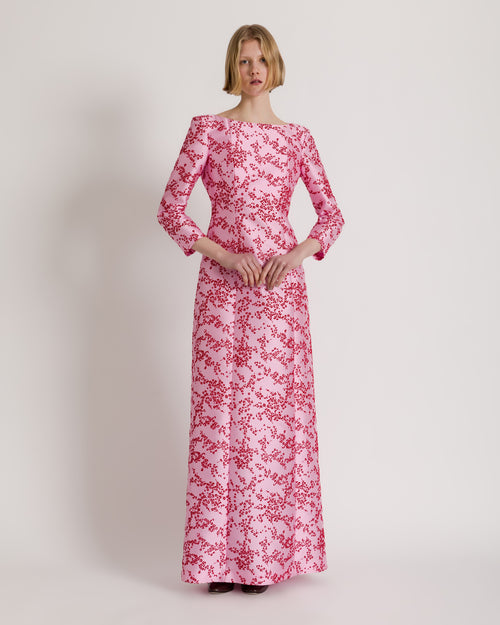 Abito lungo in mikado floreale  Rosa Alberta Ferretti Boutique Online 1