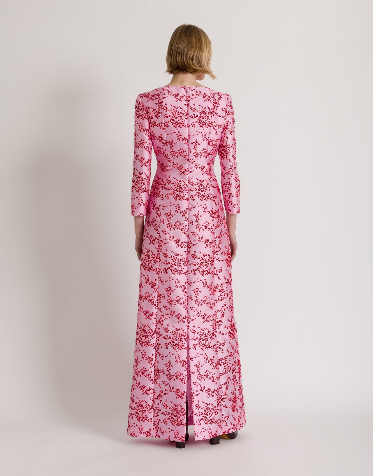 Abito lungo in mikado floreale Rosa Alberta Ferretti Boutique Online 3