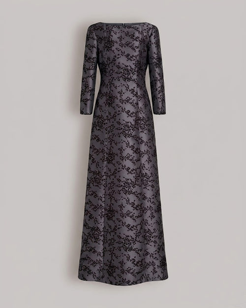 Abito lungo in mikado floreale  Grigio Alberta Ferretti Boutique Online 0