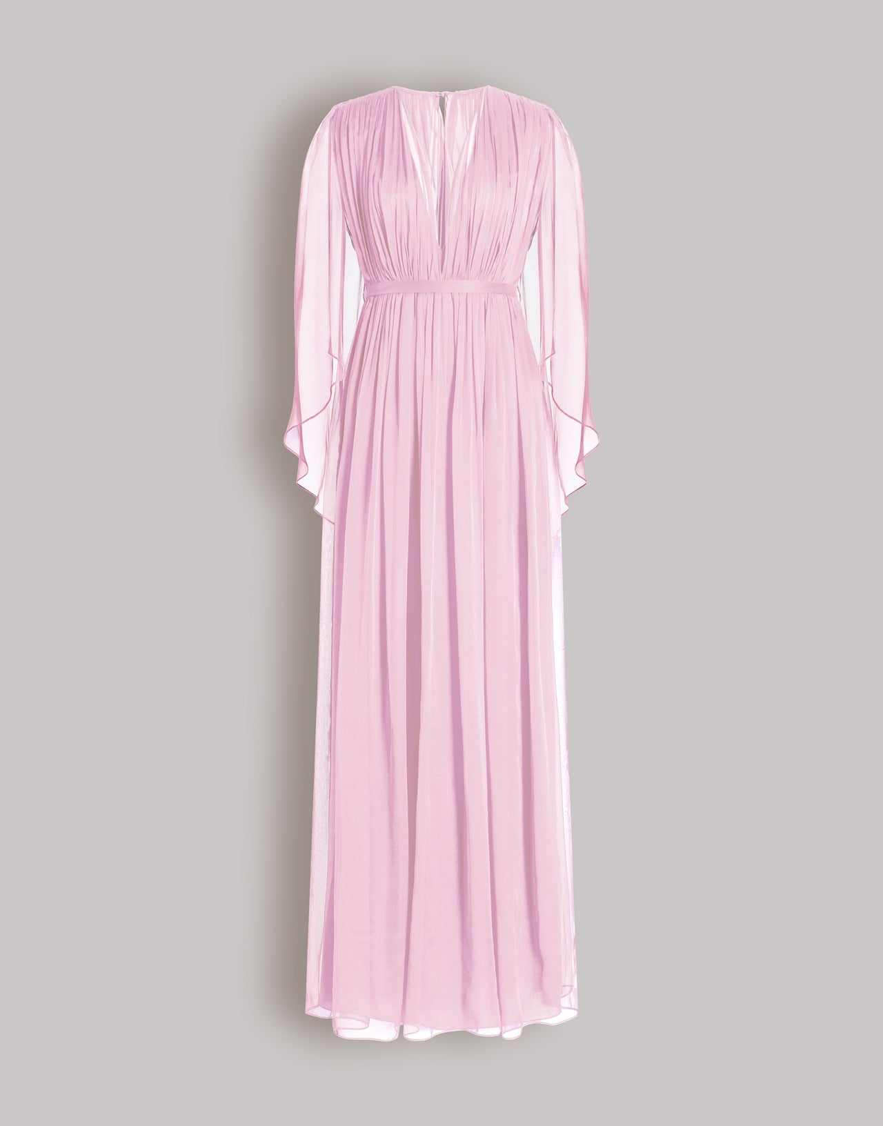 floaty maxi dresses with sleeves Long chiffon dress with V-neckline and cape