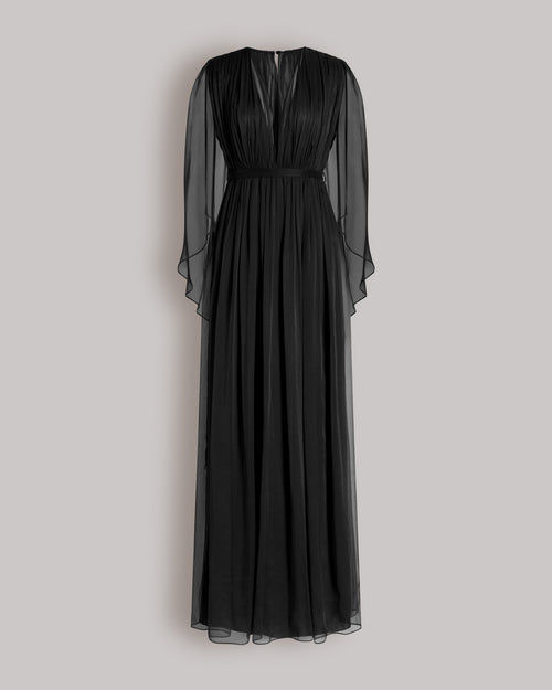 Abito lungo in chiffon con mantella 黑色 Alberta Ferretti Boutique Online 0