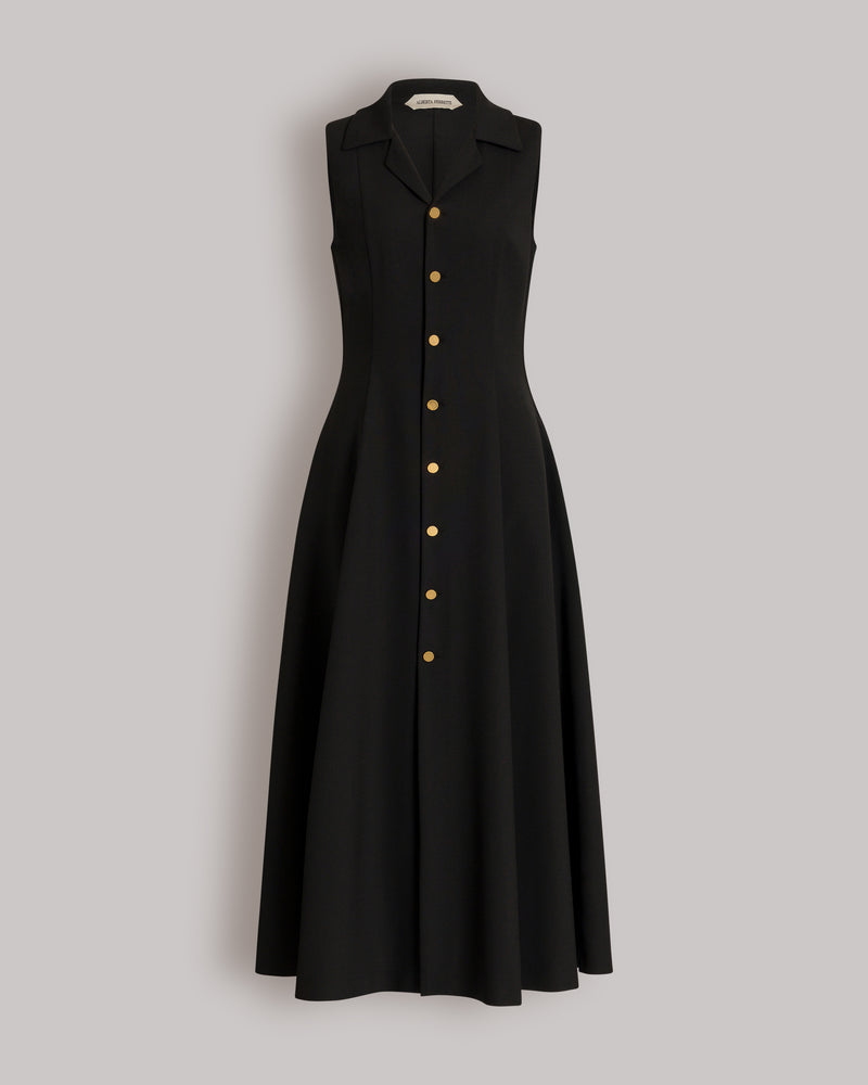 Robe chemisier midi sans manches Noir Alberta Ferretti Boutique Online 0