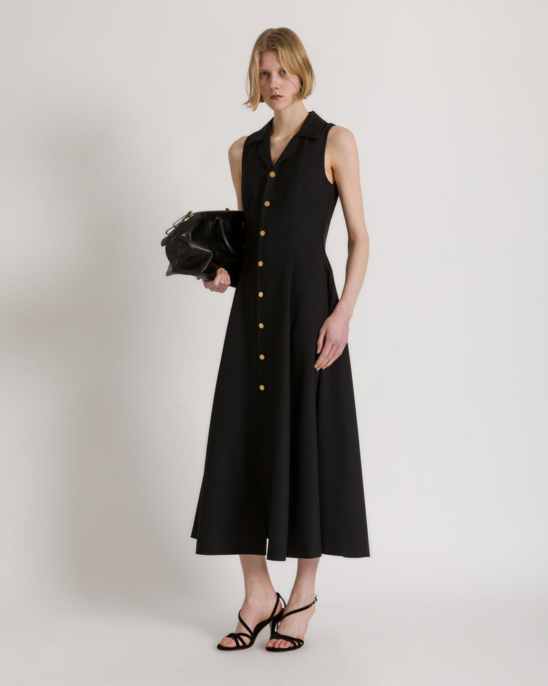 Robe chemisier midi sans manches Noir Alberta Ferretti Boutique Online 1