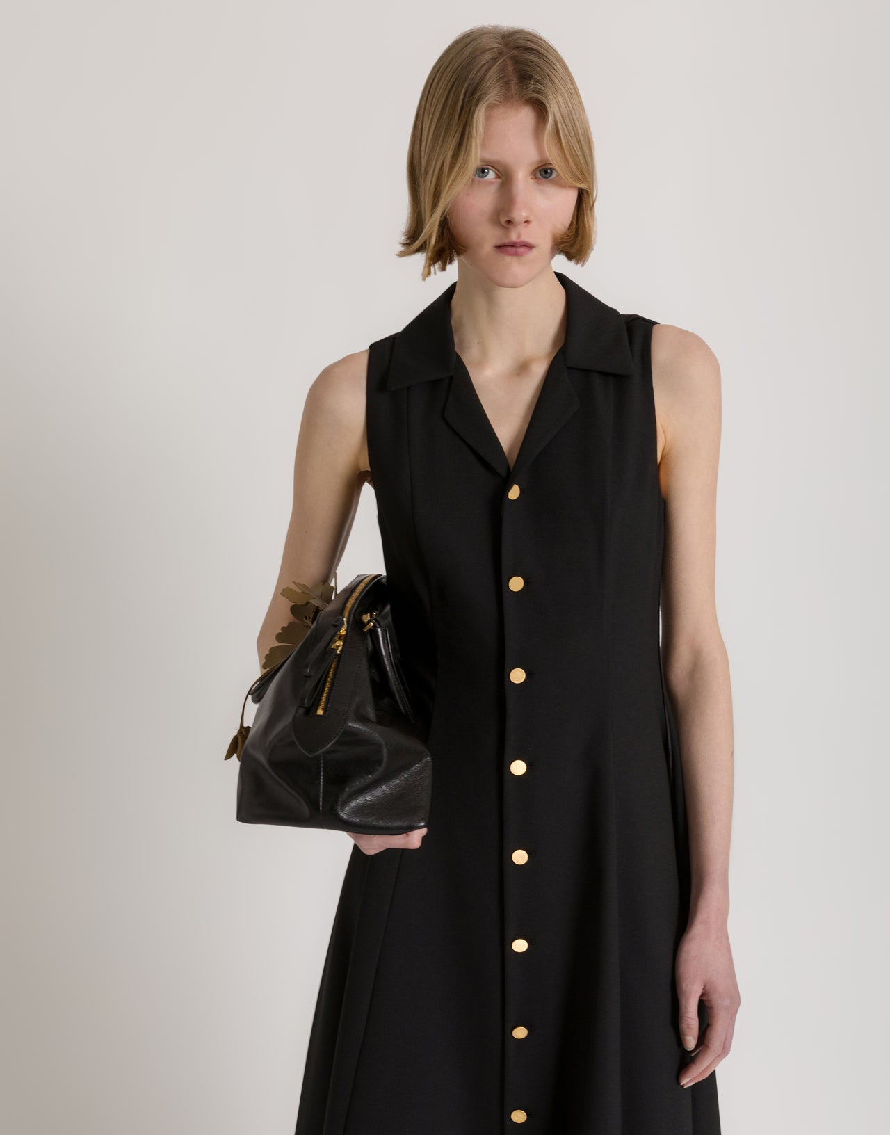 Sleeveless midi shirt dress