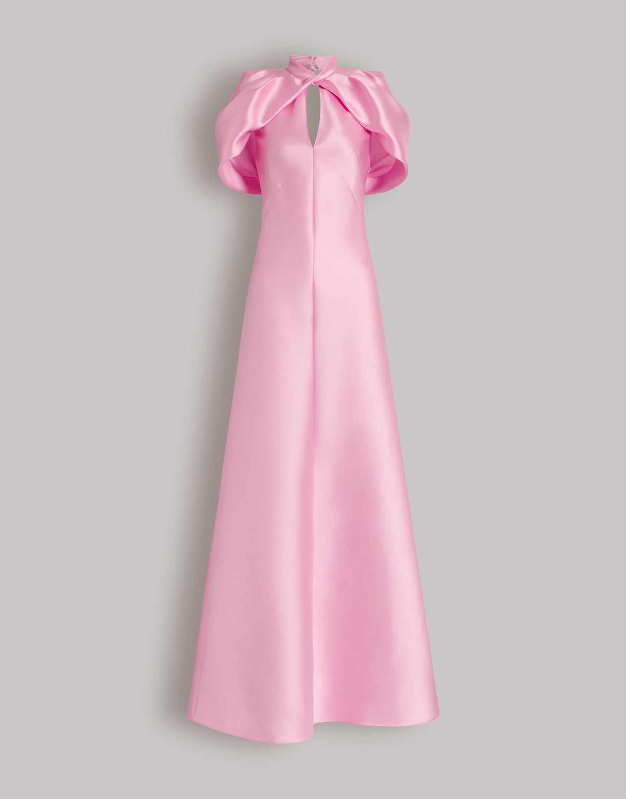Abito lungo in mikado con maniche a mantellina Rosa Alberta Ferretti Boutique Online 1