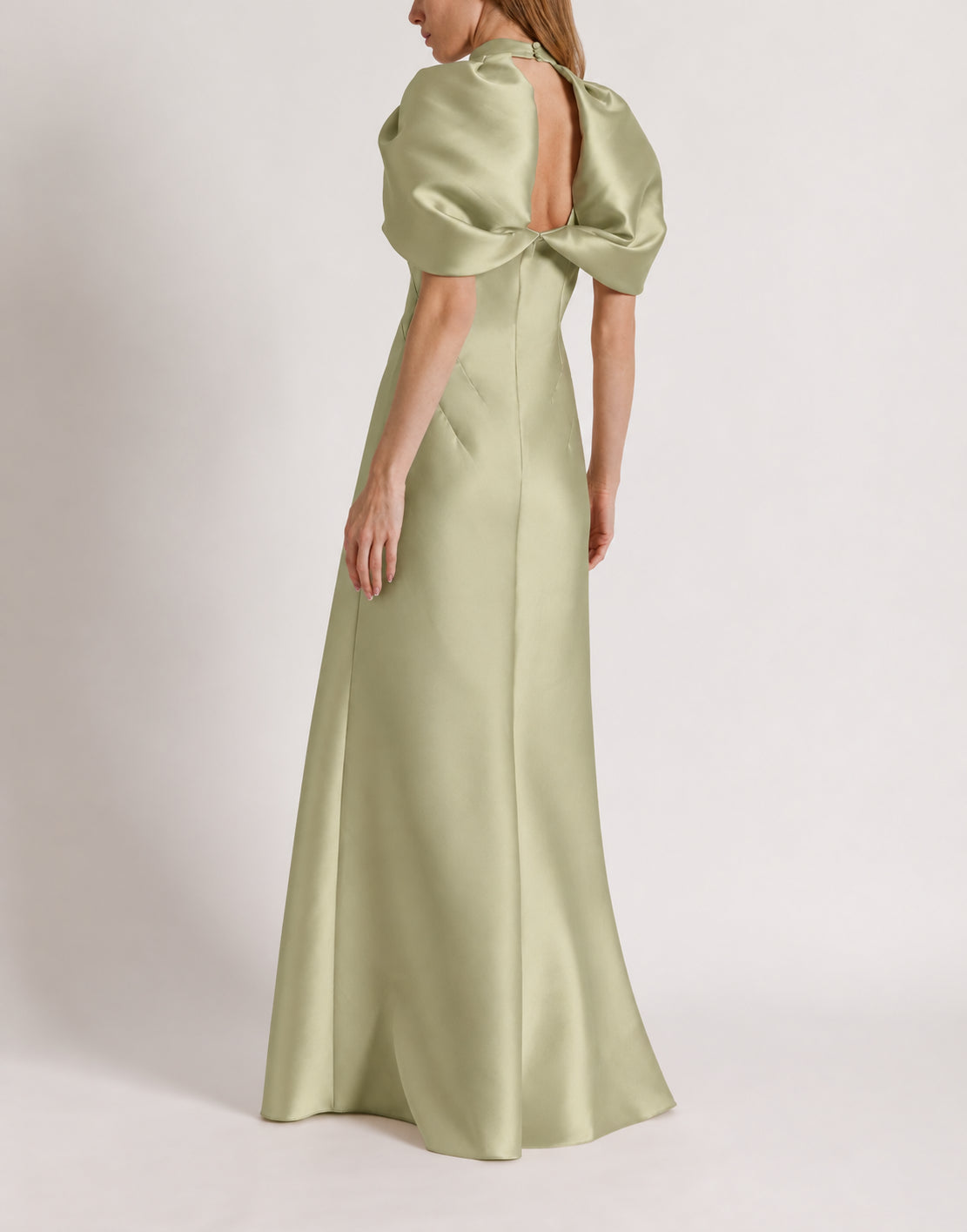 Langes Mikado-Kleid mit Cape-Ärmeln Grün Alberta Ferretti Boutique Online 3