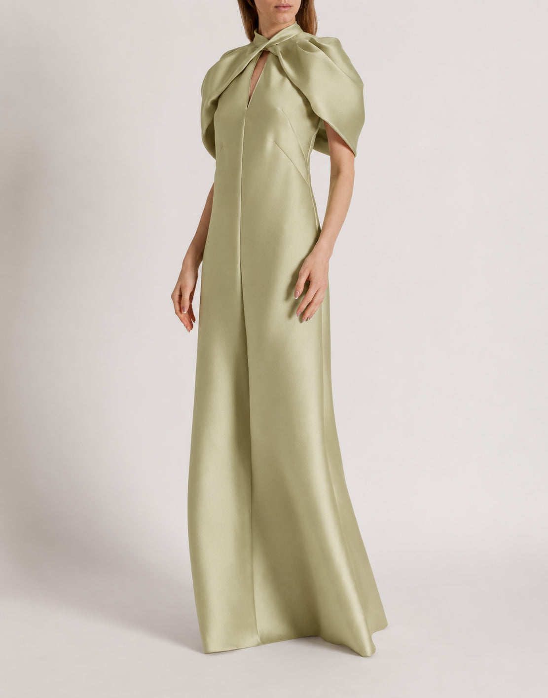 Langes Mikado-Kleid mit Cape-Ärmeln Grün Alberta Ferretti Boutique Online 2
