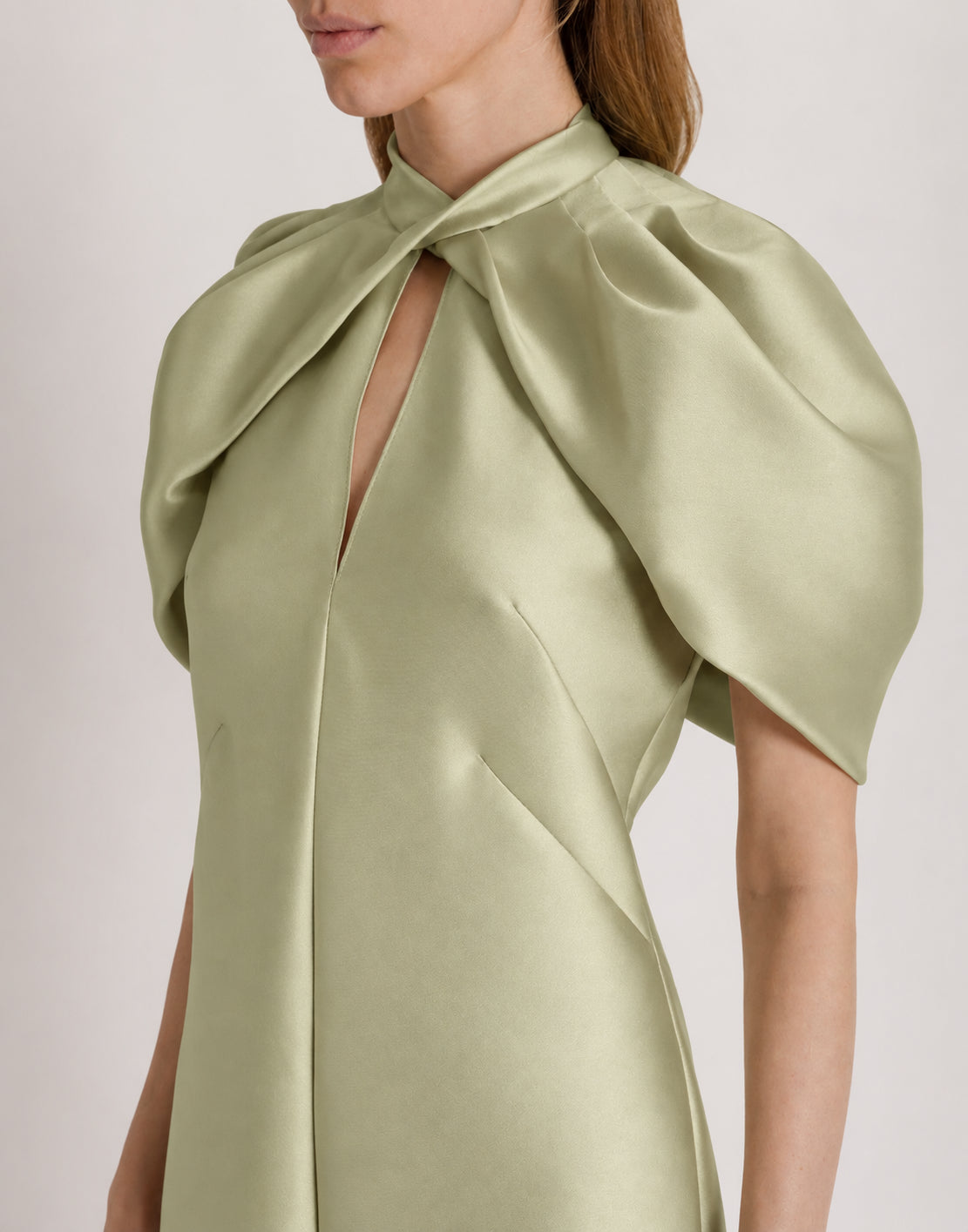 Langes Mikado-Kleid mit Cape-Ärmeln Grün Alberta Ferretti Boutique Online 4