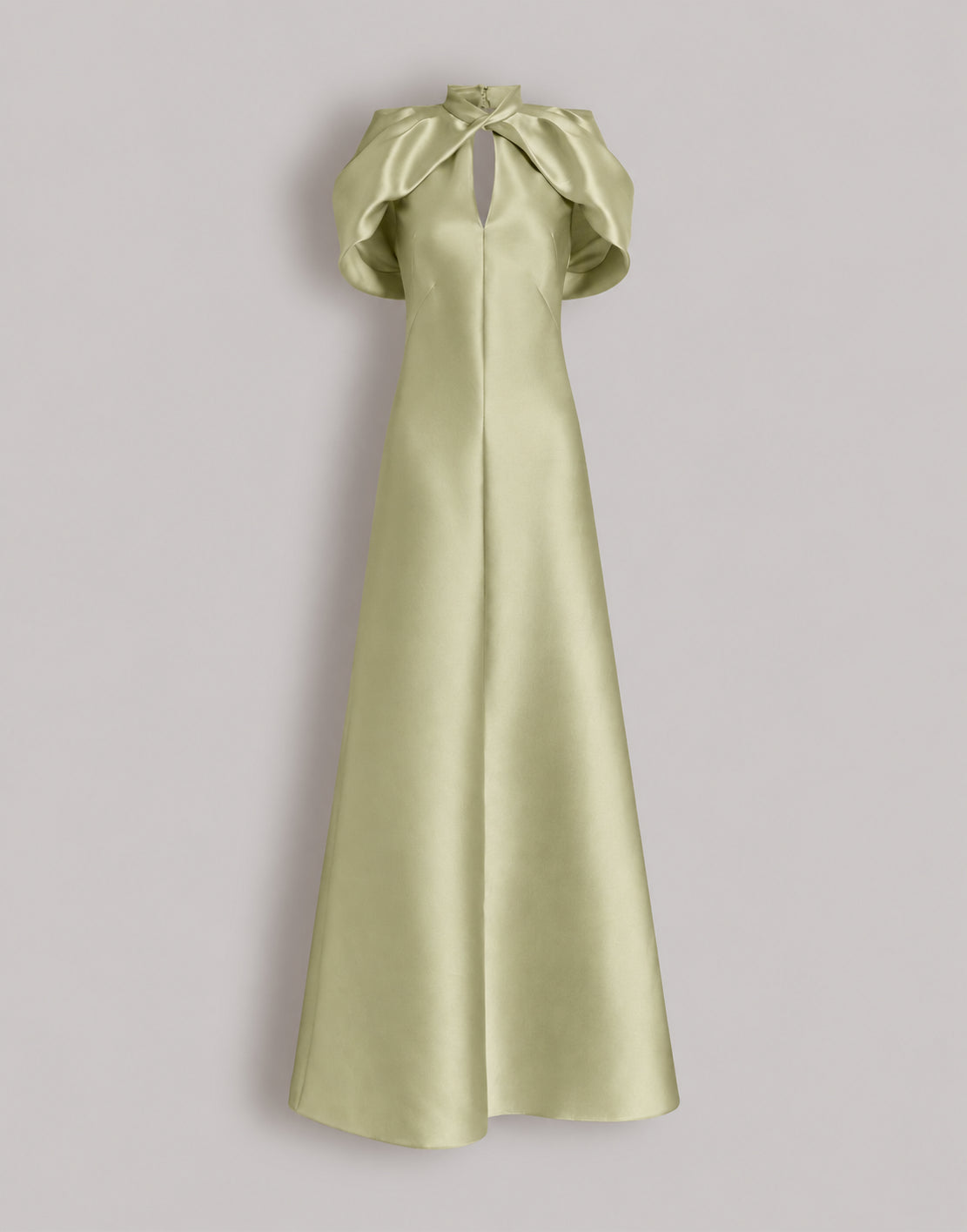 Langes Mikado-Kleid mit Cape-Ärmeln Grün Alberta Ferretti Boutique Online 1