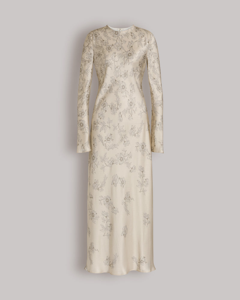 Abito in raso jacquard floreale Avorio Alberta Ferretti Boutique Online 0