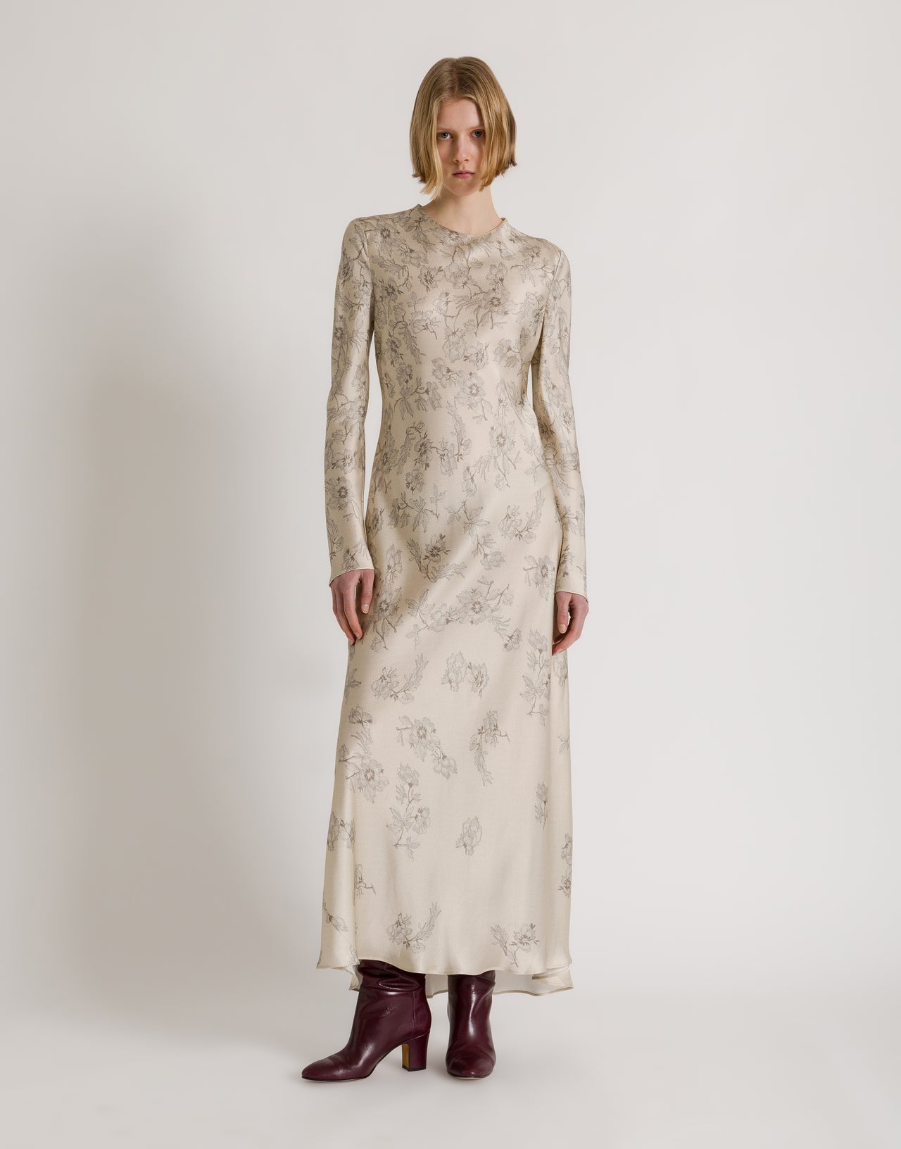 Abito in raso jacquard floreale Avorio Alberta Ferretti Boutique Online 2