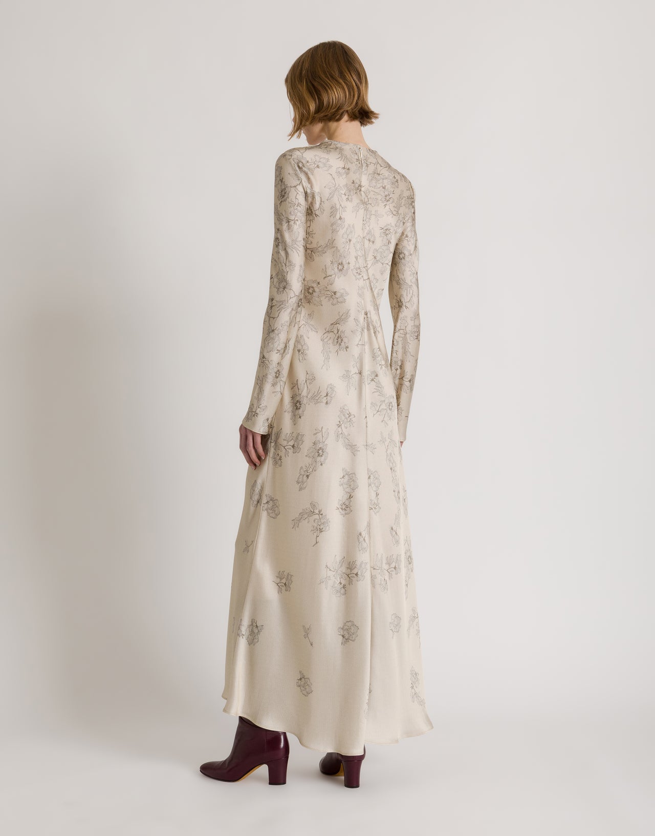 Abito in raso jacquard floreale Avorio Alberta Ferretti Boutique Online 3