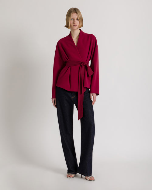 Stretch Cady Jacket with Bow Red Alberta Ferretti Boutique Online 1