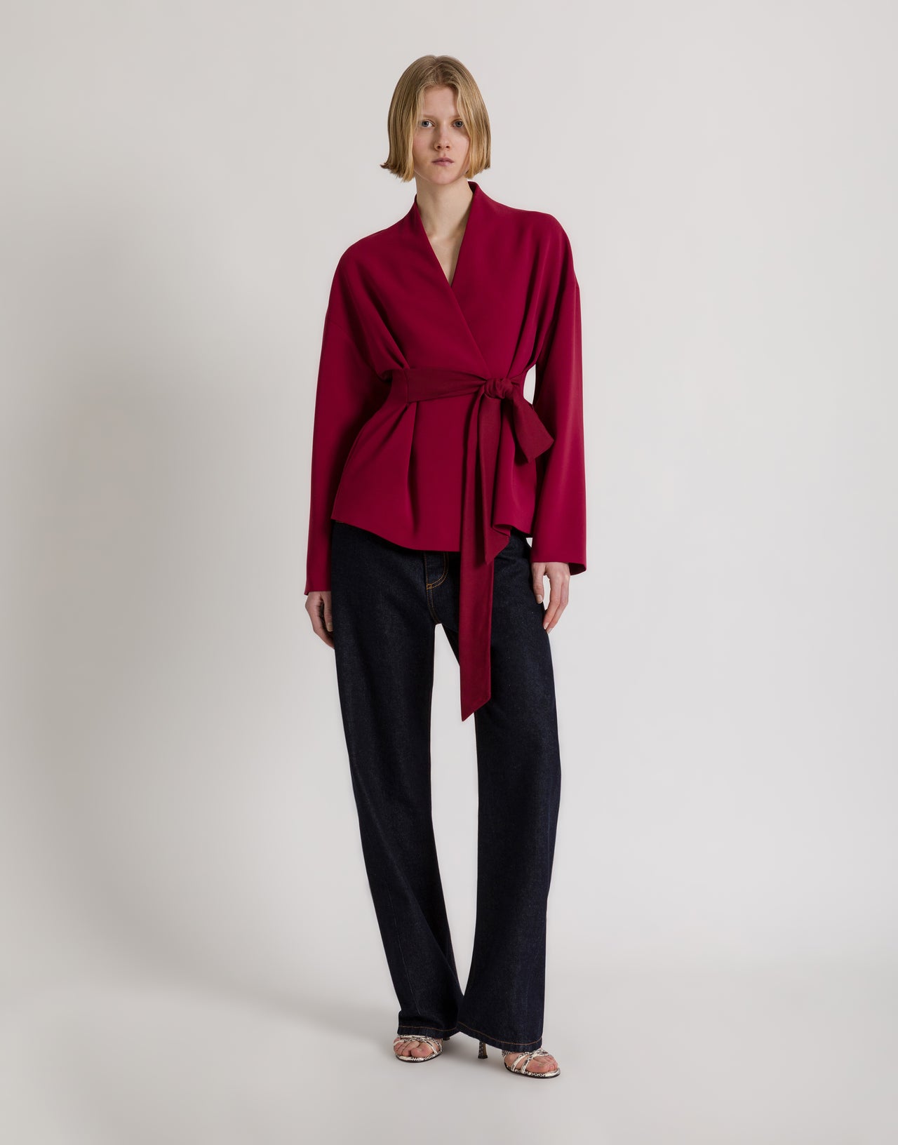 Stretch Cady Jacket with Bow 红色 Alberta Ferretti Boutique Online 2