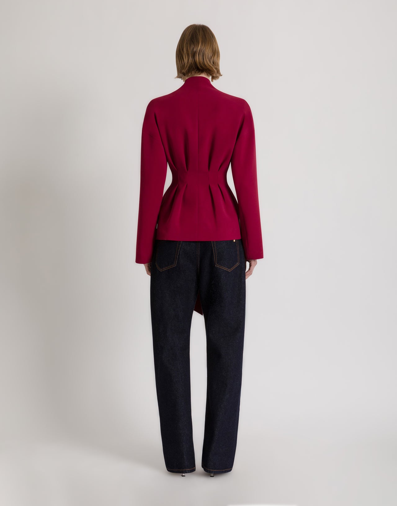 Stretch Cady Jacket with Bow 红色 Alberta Ferretti Boutique Online 3