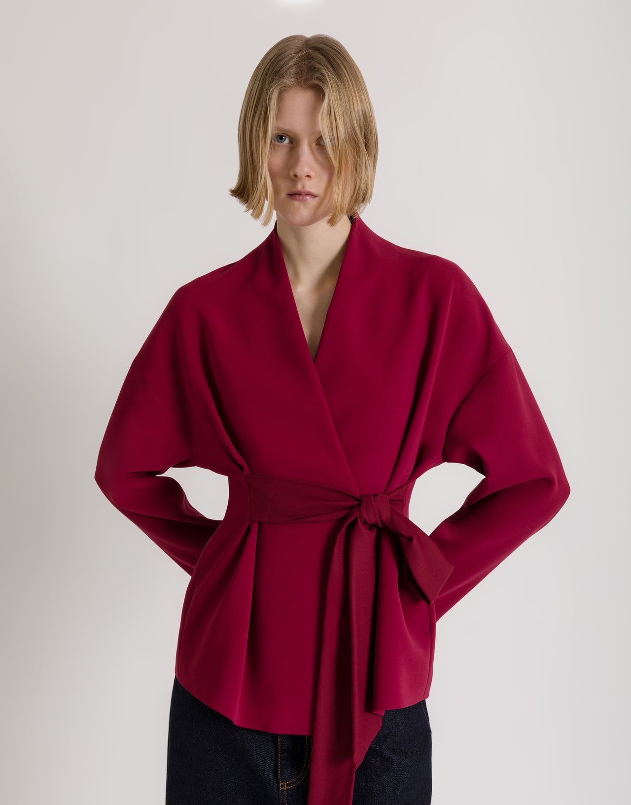 Stretch Cady Jacket with Bow 红色 Alberta Ferretti Boutique Online 4