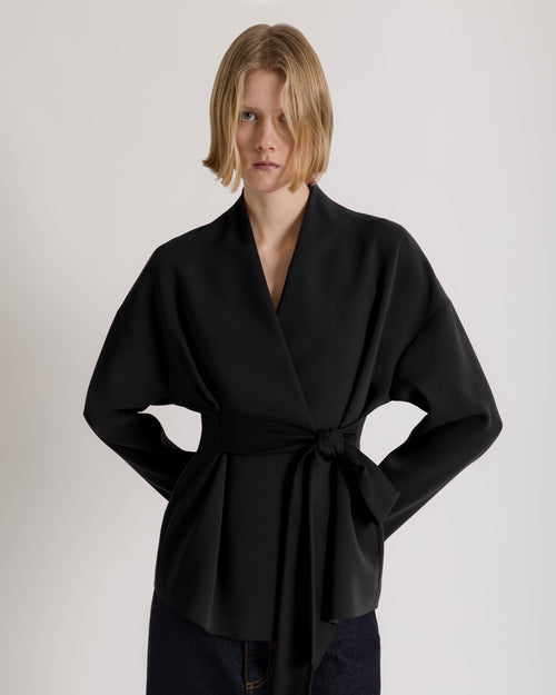 Stretch Cady Jacket with Bow Black Alberta Ferretti Boutique Online 0