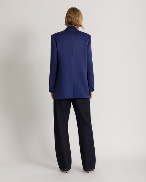Double-breasted satin blazer