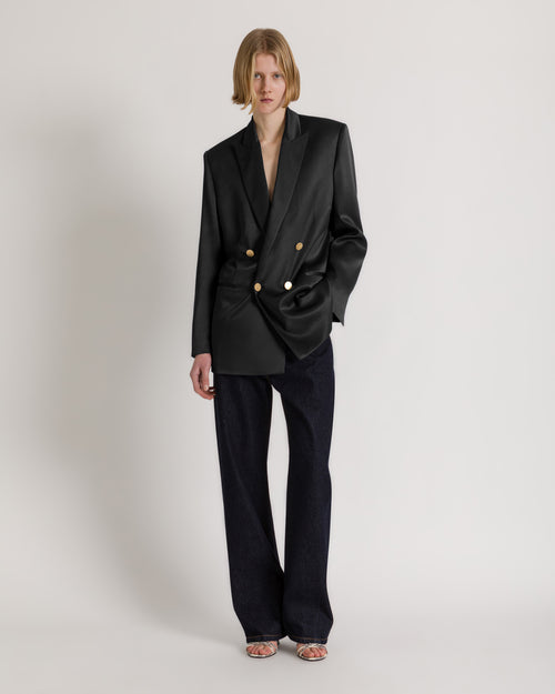 Double-breasted satin blazer Black Alberta Ferretti Boutique Online 1