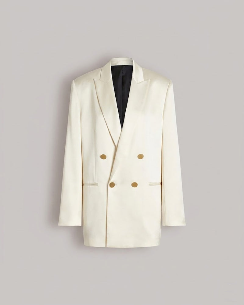 Blazer doppiopetto in raso lucido Bianco Alberta Ferretti Boutique Online 0